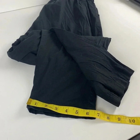 Black paper bag waist pleated black lightweight tie waist pants size extra large - Picture 7 of 12